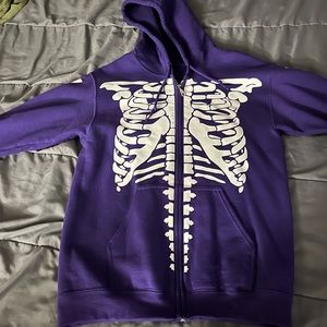 Purple Glow in the Dark Skeleton Zip-Up